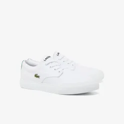 Trainers|Footwear*Lacoste Canvas Low Top Crocodile Print Trainers in White
