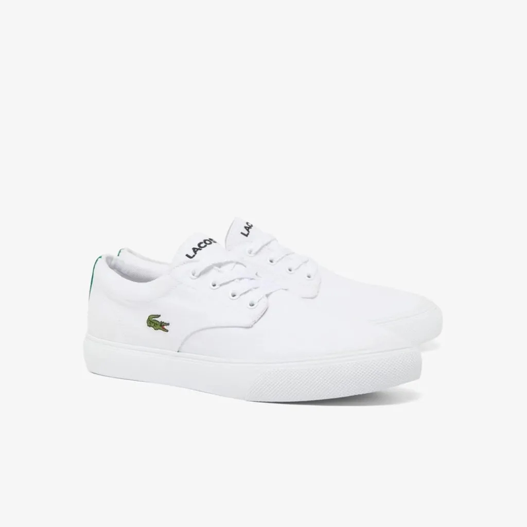 Trainers|Footwear*Lacoste Canvas Low Top Crocodile Print Trainers in White