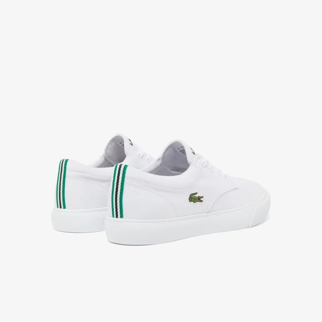 Trainers|Footwear*Lacoste Canvas Low Top Crocodile Print Trainers in White