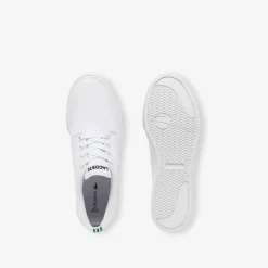 Trainers|Footwear*Lacoste Canvas Low Top Crocodile Print Trainers in White