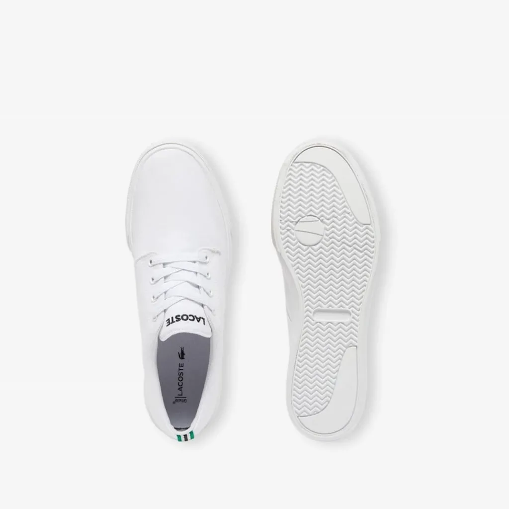 Trainers|Footwear*Lacoste Canvas Low Top Crocodile Print Trainers in White