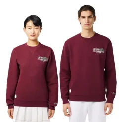 Knitwear*Lacoste Crew Neck Lettering Sweater in Red