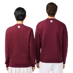 Knitwear*Lacoste Crew Neck Lettering Sweater in Red
