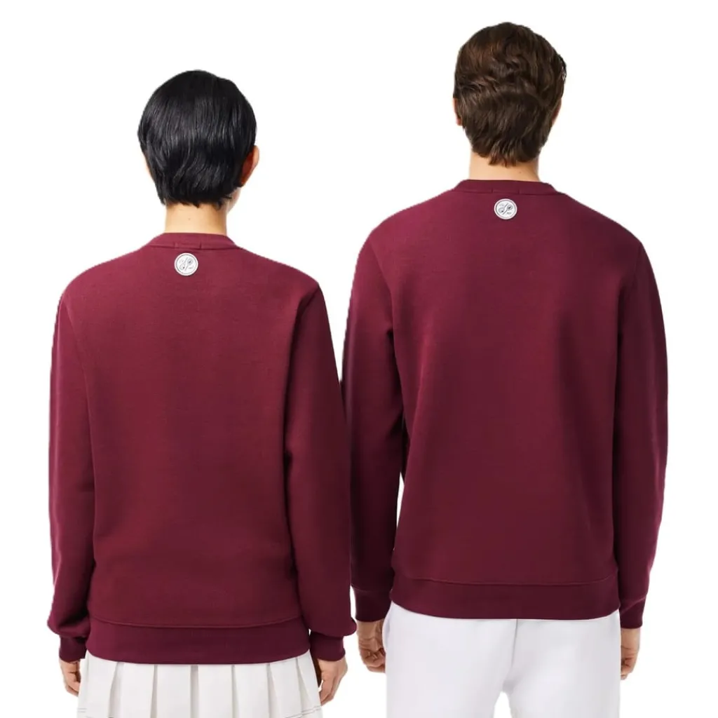 Knitwear*Lacoste Crew Neck Lettering Sweater in Red