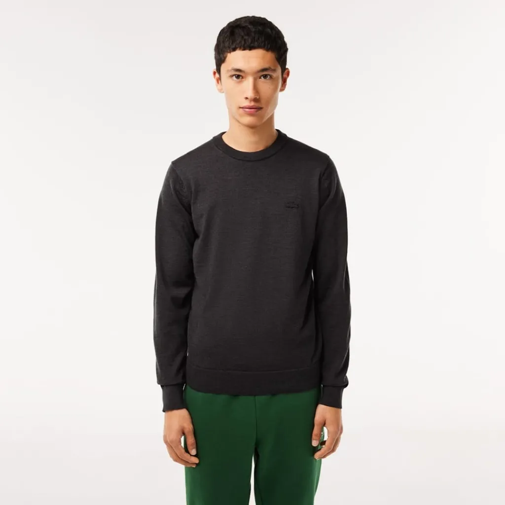 Knitwear*Lacoste Crew Neck Regular Fit Sweater in Black