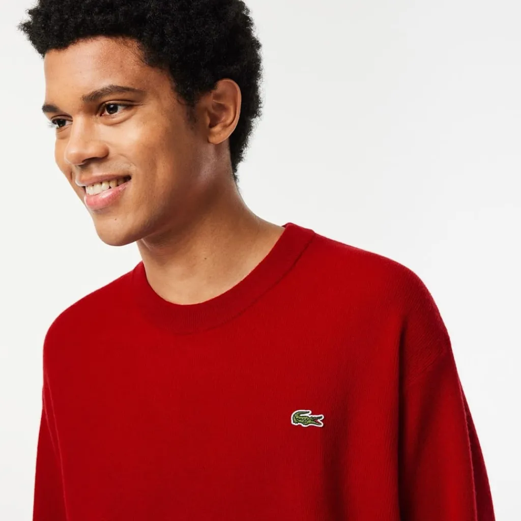 Knitwear*Lacoste Crew Neck Regular Fit Sweater in Red