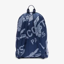 Bags*Lacoste Crocodile Print Backpack in Blue