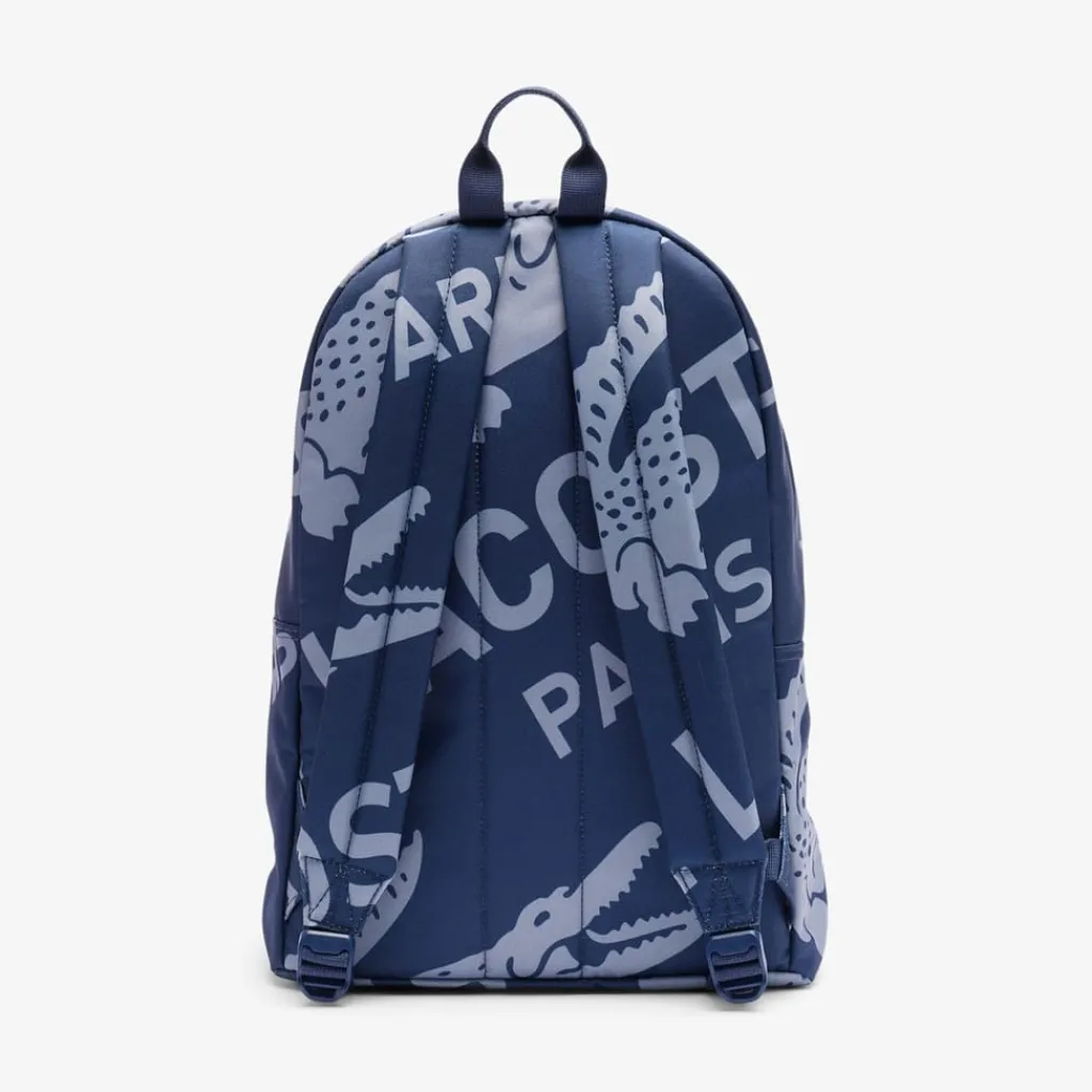 Bags*Lacoste Crocodile Print Backpack in Blue