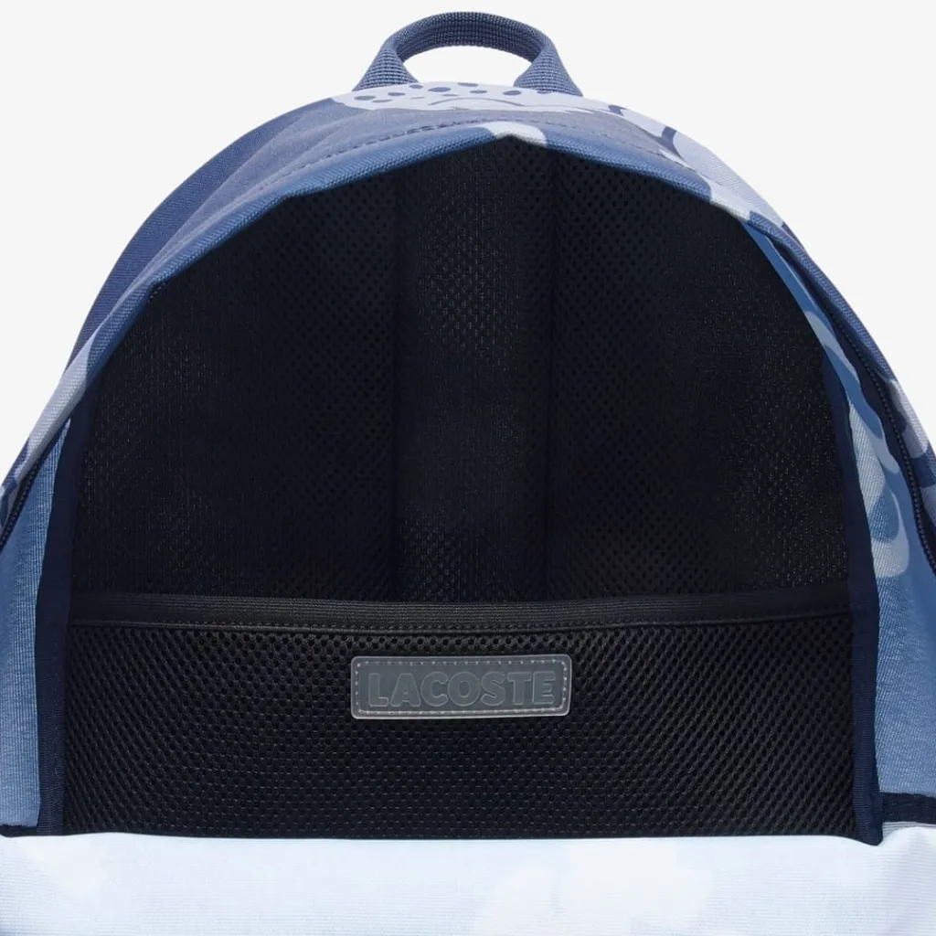 Bags*Lacoste Crocodile Print Backpack in Blue