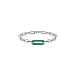 Jewellery-Watches*Lacoste Ensemble Stainless Steel With Green Silicone Link Chain Bracelet in Silver