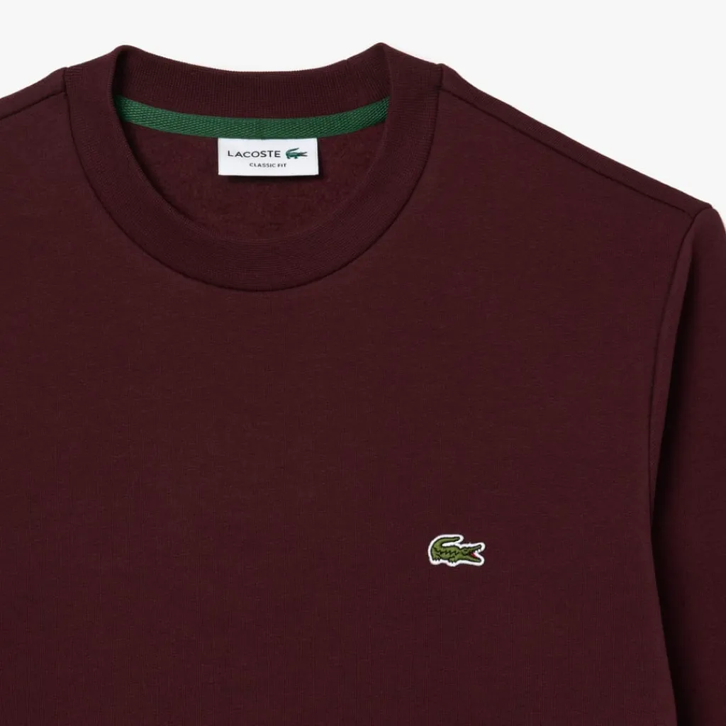 Sweatshirts*Lacoste Fleece Crewneck Sweatshirt in red maroon