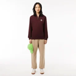Sweatshirts*Lacoste High Neck Zip-Up Print Sweatshirt in red maroon