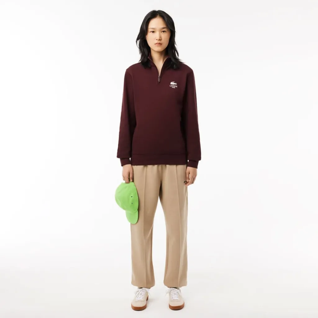 Sweatshirts*Lacoste High Neck Zip-Up Print Sweatshirt in red maroon