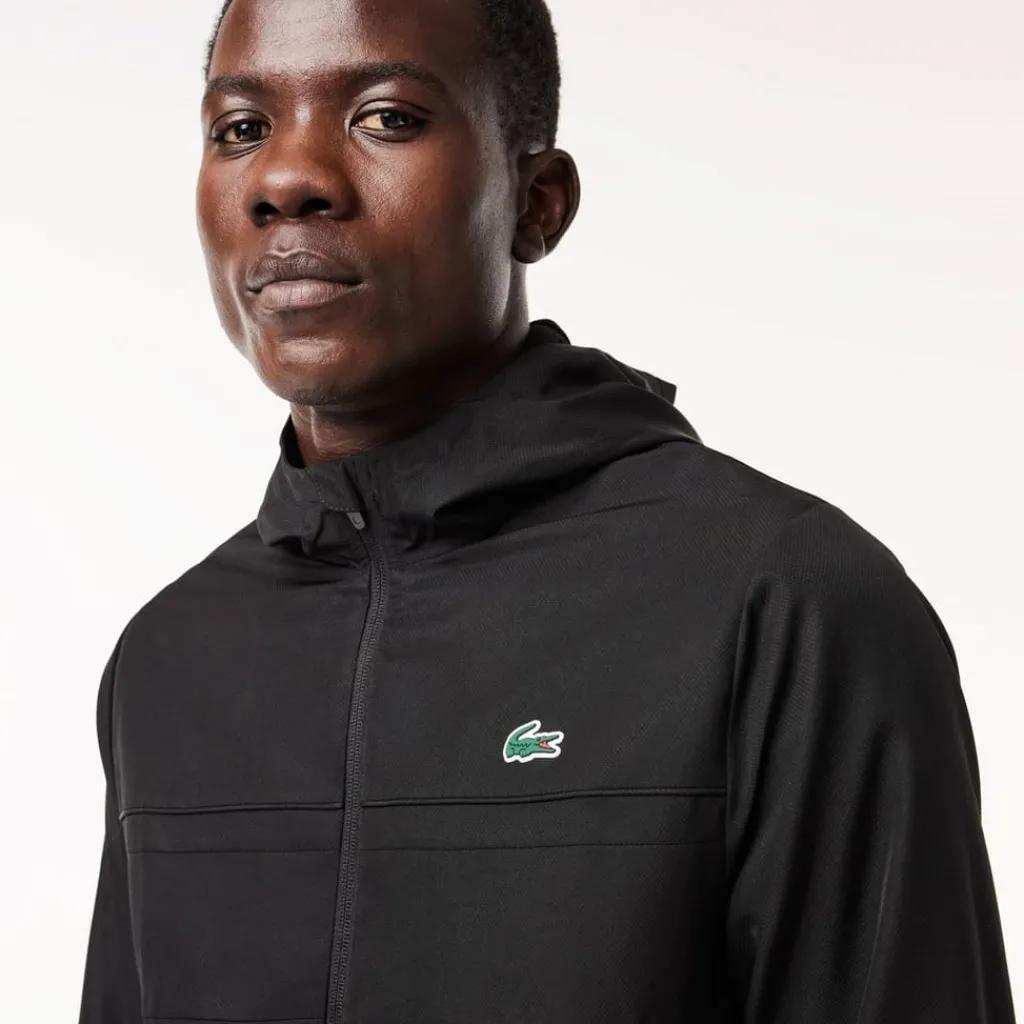 Tracksuits*Lacoste Hooded Taffeta Sport Jacket in Black