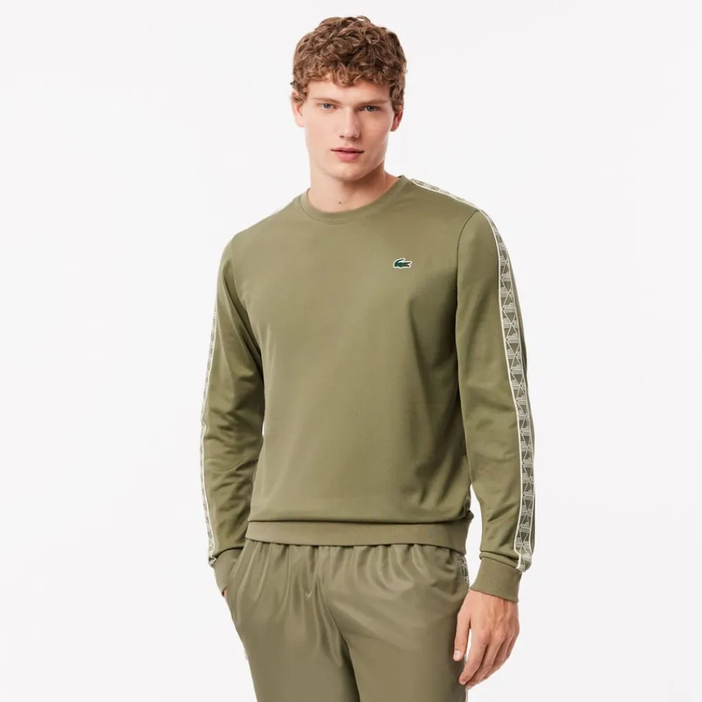 Sweatshirts*Lacoste Jacquard Interlock Tennis Sweatshirt in Khaki