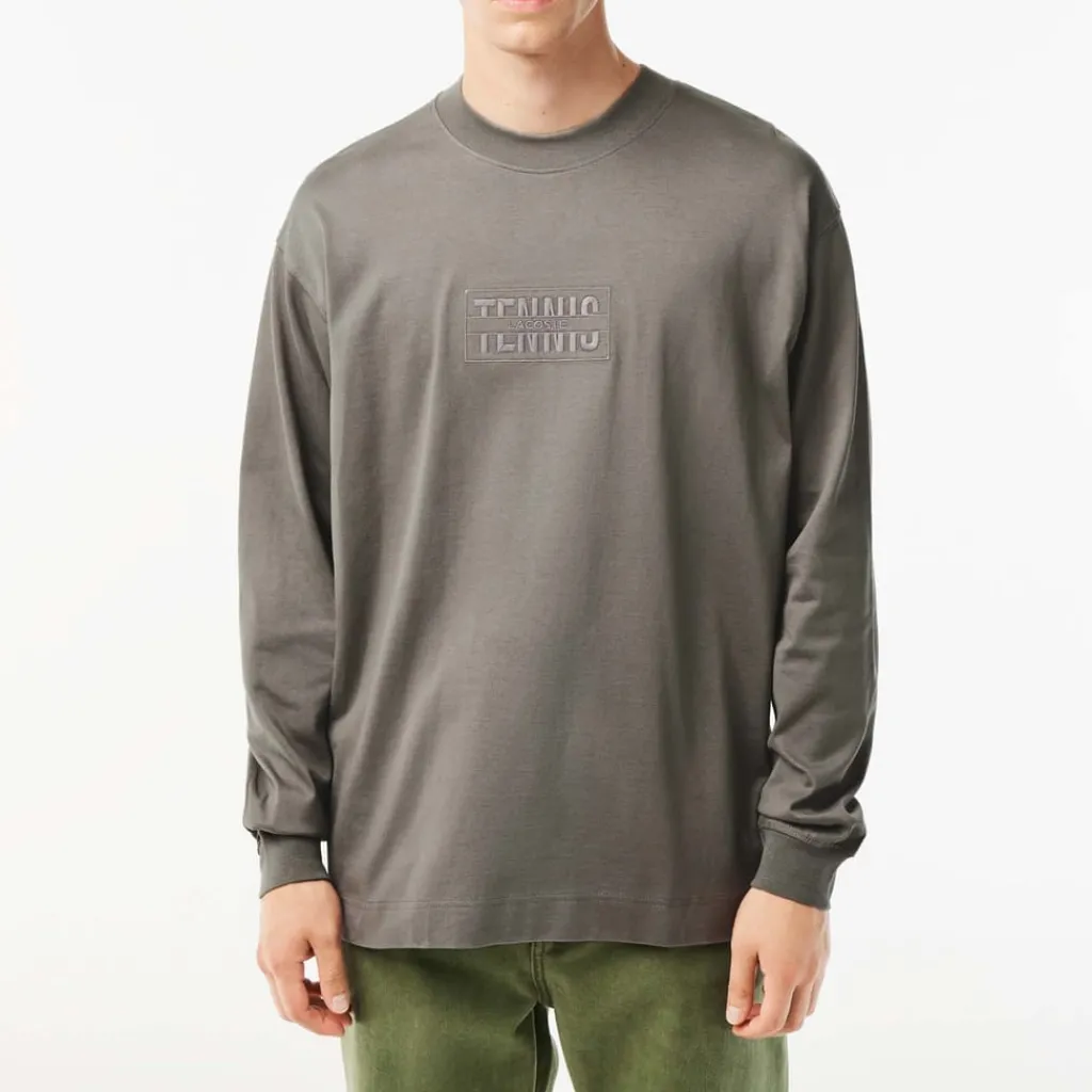 T-Shirts And Vests*Lacoste Long Sleeve Loose Fit Cotton T-Shirt in Grey