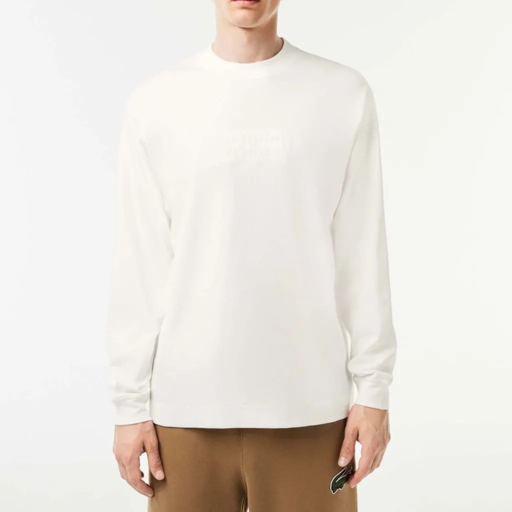 T-Shirts And Vests*Lacoste Long Sleeve Loose Fit Cotton T-Shirt in Cream