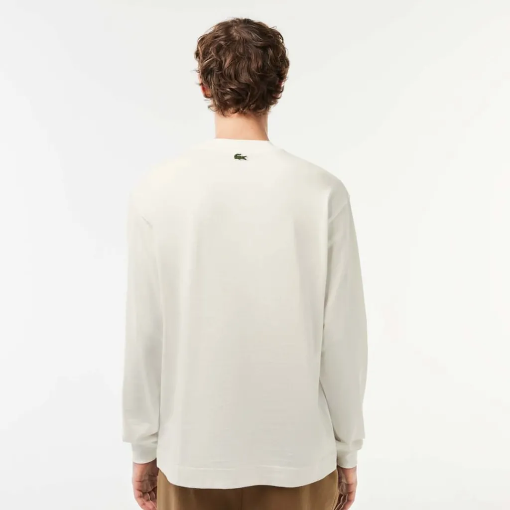 T-Shirts And Vests*Lacoste Long Sleeve Loose Fit Cotton T-Shirt in Cream
