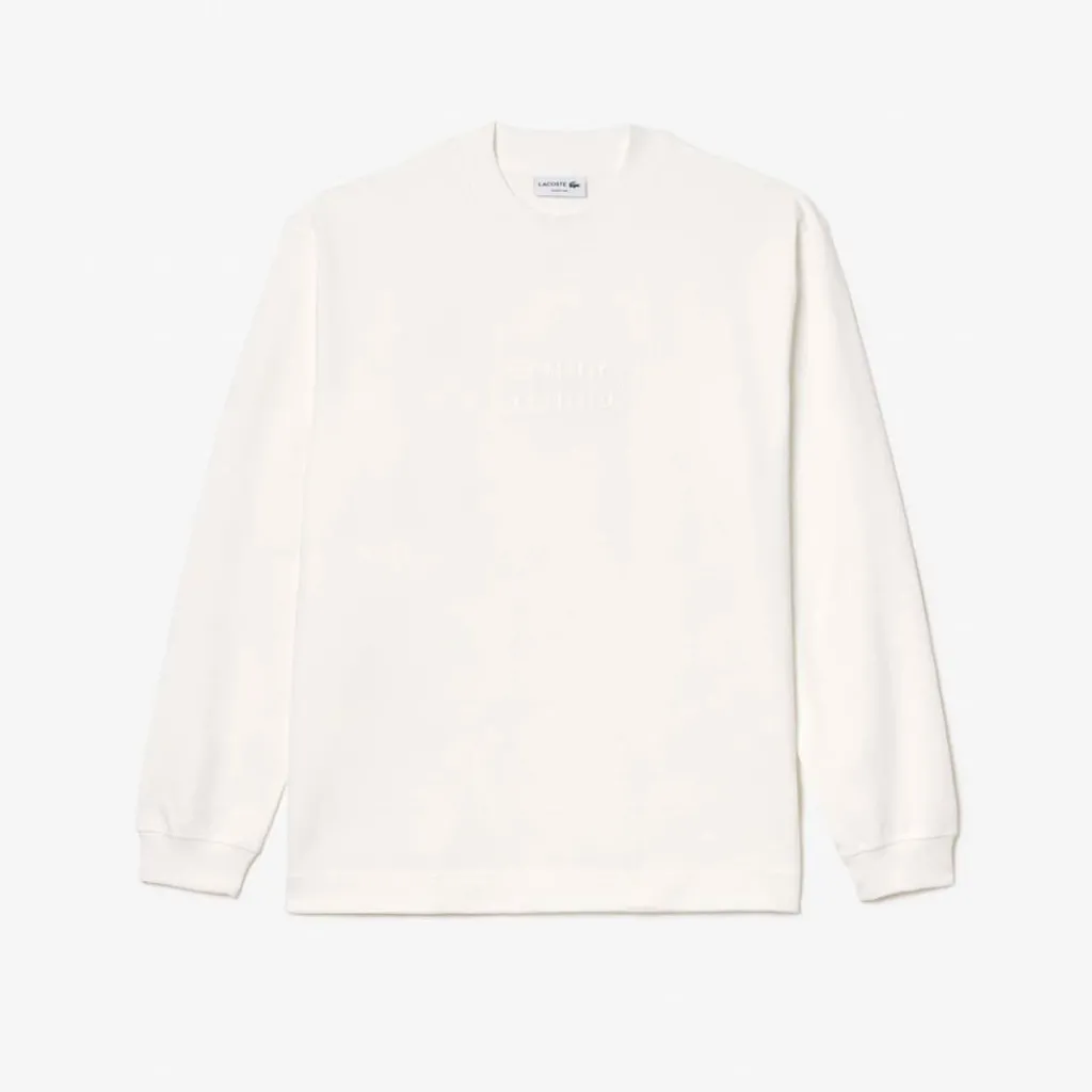 T-Shirts And Vests*Lacoste Long Sleeve Loose Fit Cotton T-Shirt in Cream