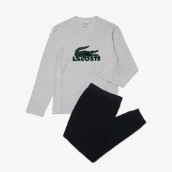 Underwear And Socks*Lacoste Long Sleeve Pyjama Set in Navy Grey