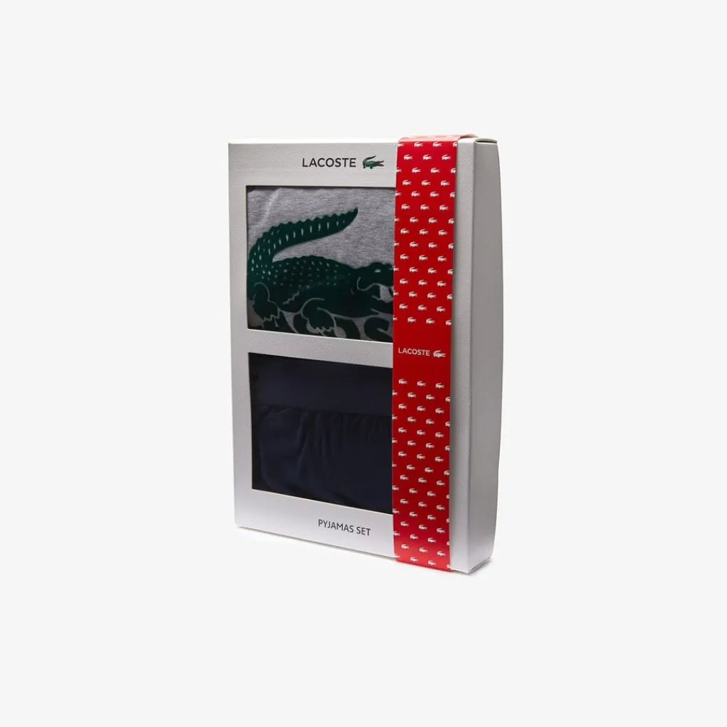 Underwear And Socks*Lacoste Long Sleeve Pyjama Set in Navy Grey