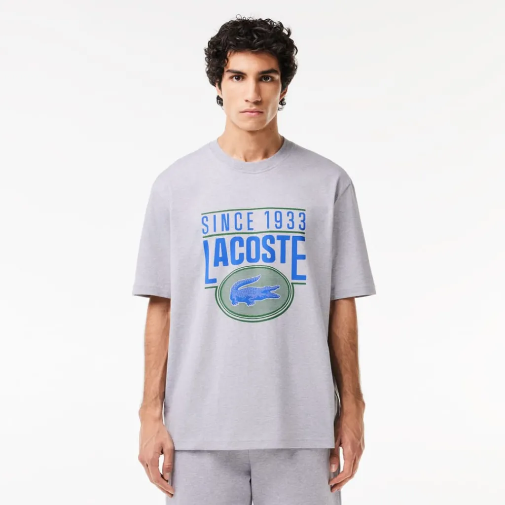 T-Shirts And Vests*Lacoste Loose Fit Heavy Cotton Printed T-Shirt in Grey