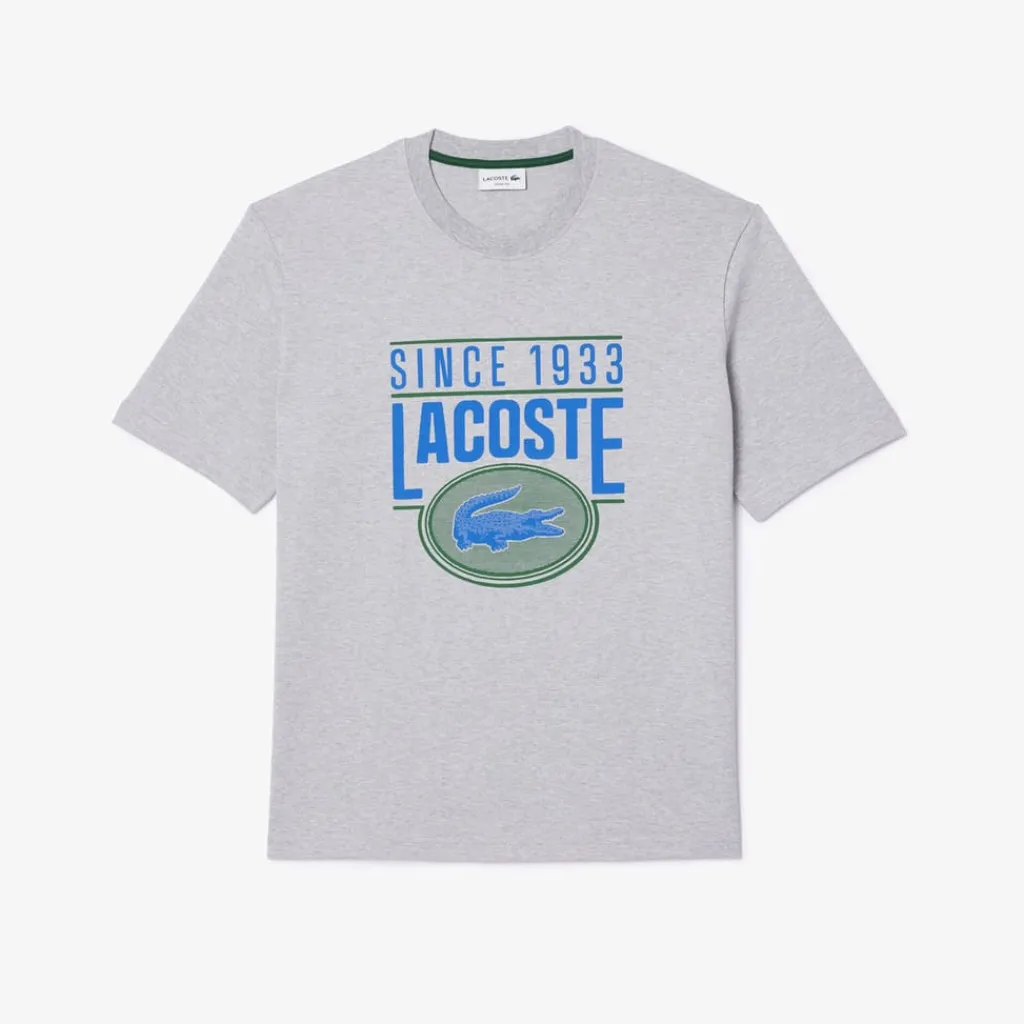 T-Shirts And Vests*Lacoste Loose Fit Heavy Cotton Printed T-Shirt in Grey