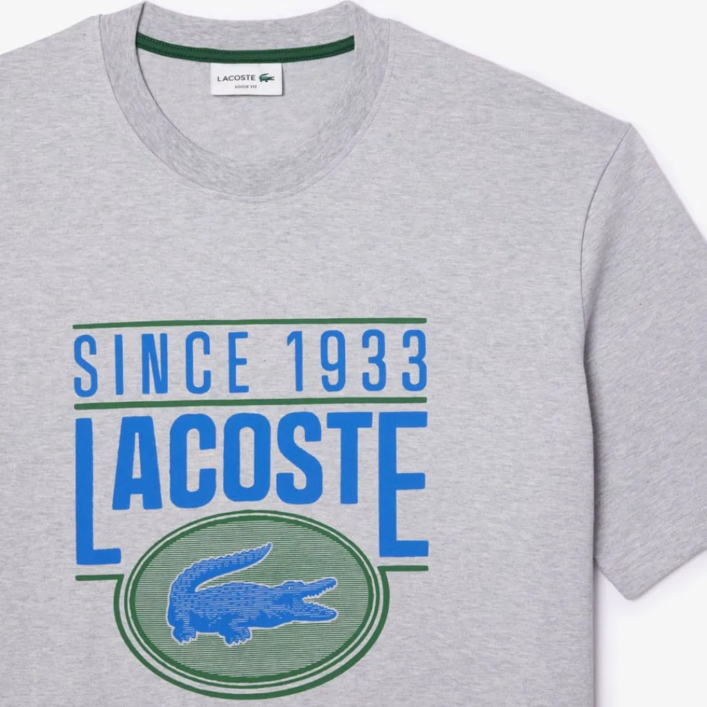 T-Shirts And Vests*Lacoste Loose Fit Heavy Cotton Printed T-Shirt in Grey