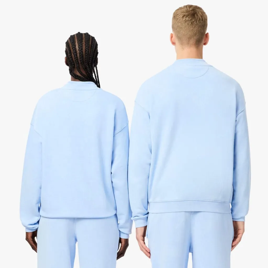 Sweatshirts*Lacoste Loose Fit Washed Effect Fleece Sweatshirt in Light Blue