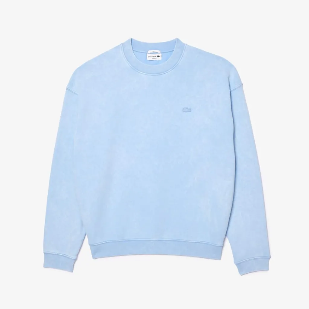 Sweatshirts*Lacoste Loose Fit Washed Effect Fleece Sweatshirt in Light Blue