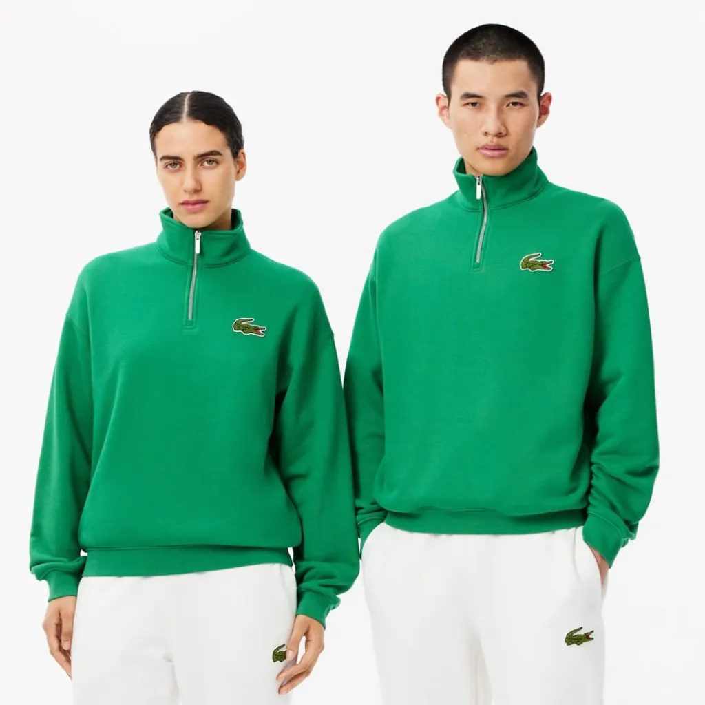 Sweatshirts*Lacoste Loose Fit Zip Neck Badge Accent Sweatshirt in Green