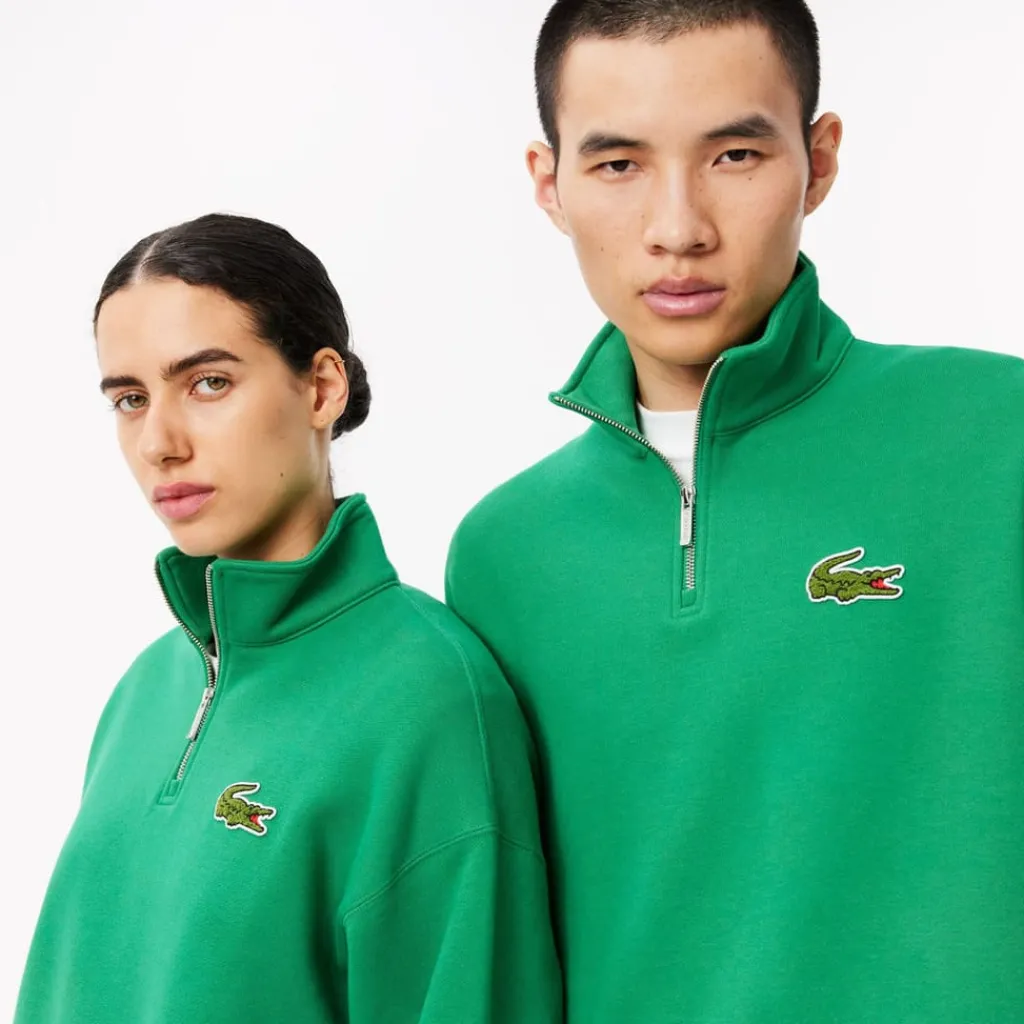 Sweatshirts*Lacoste Loose Fit Zip Neck Badge Accent Sweatshirt in Green