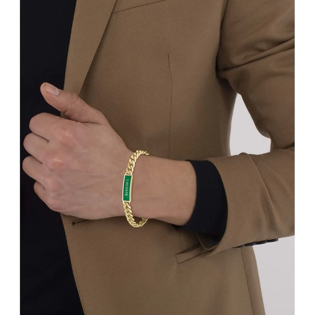 Jewellery-Watches*Lacoste Mens Fence Enamel Bracelet in Gold