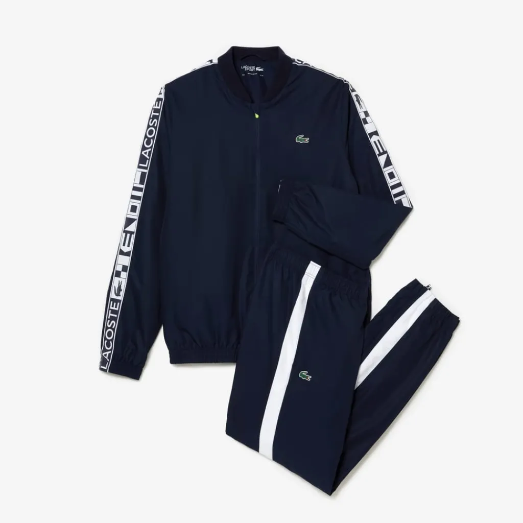 Tracksuits*Lacoste Mens Logo Stripe Tennis Sweatsuit in Navy