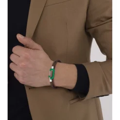 Jewellery-Watches*Lacoste Mens Matt Double Wrap Bracelet in Brown