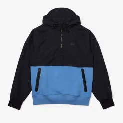 Coats And Jackets*Lacoste Mens Two-Material Pullover Jacket in Navy
