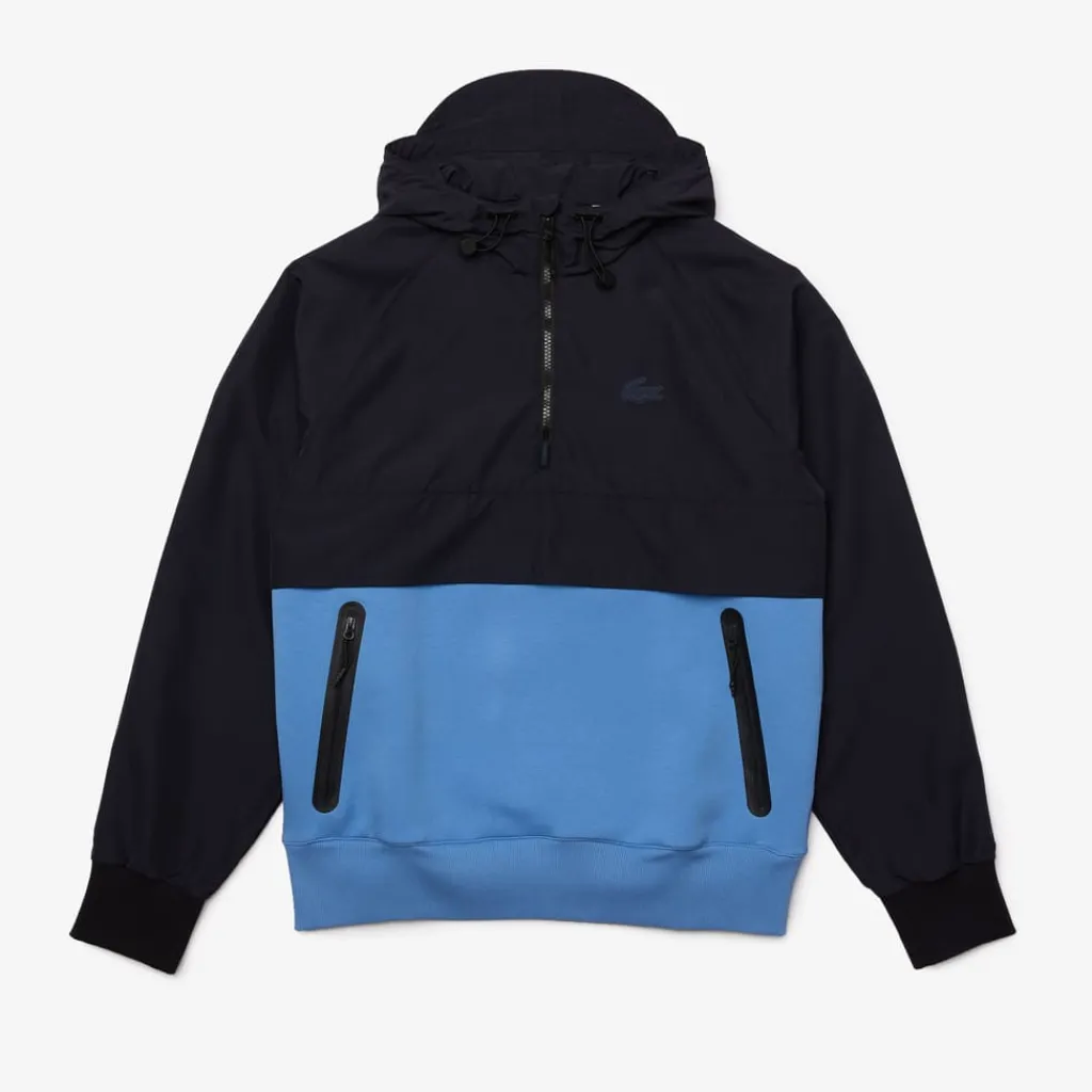 Coats And Jackets*Lacoste Mens Two-Material Pullover Jacket in Navy