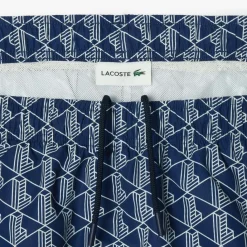 Shorts*Lacoste Mid Length Monogram Print Swim Trunks in Multi colour