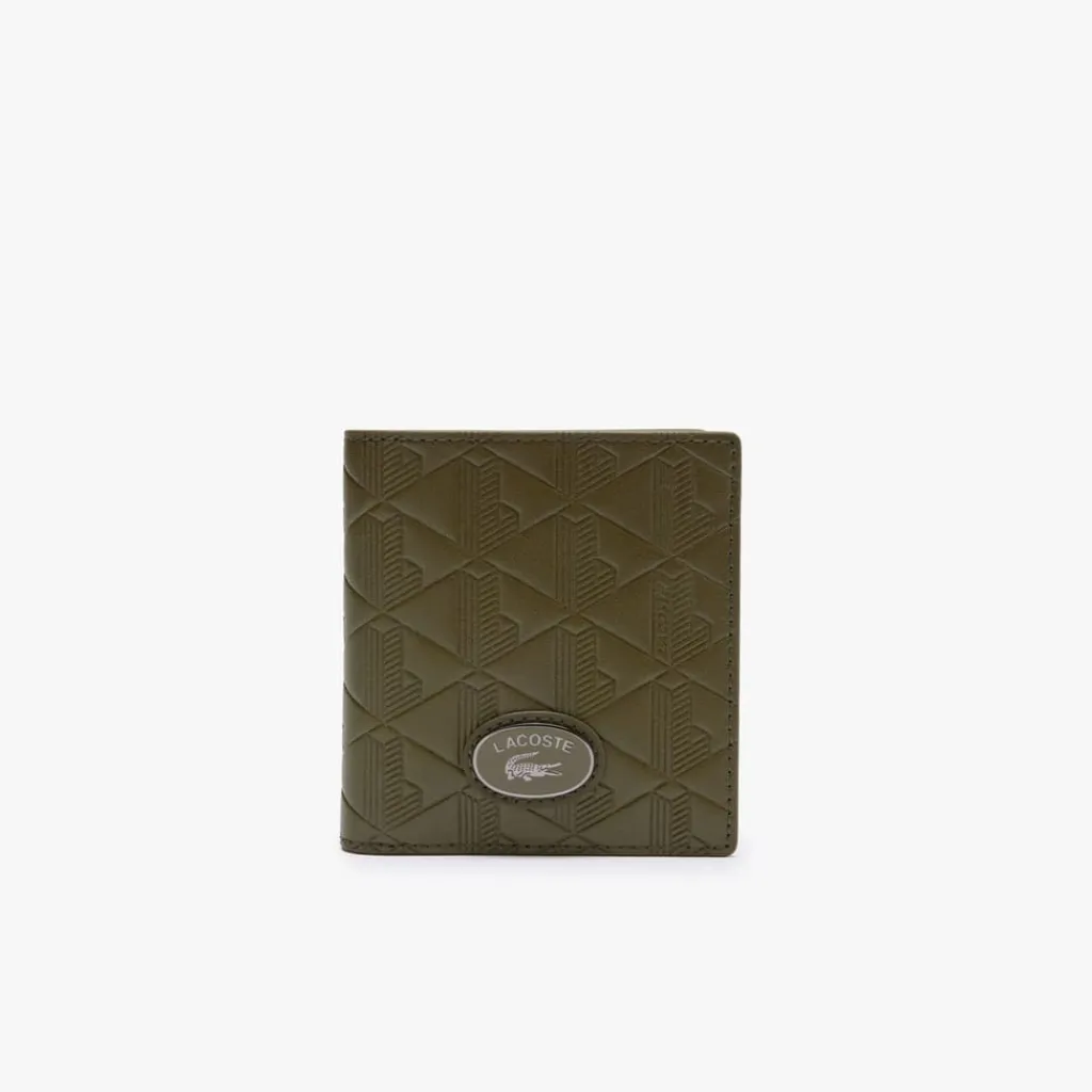 Wallets*Lacoste Nomogramme Compact Leather Billfold in Green