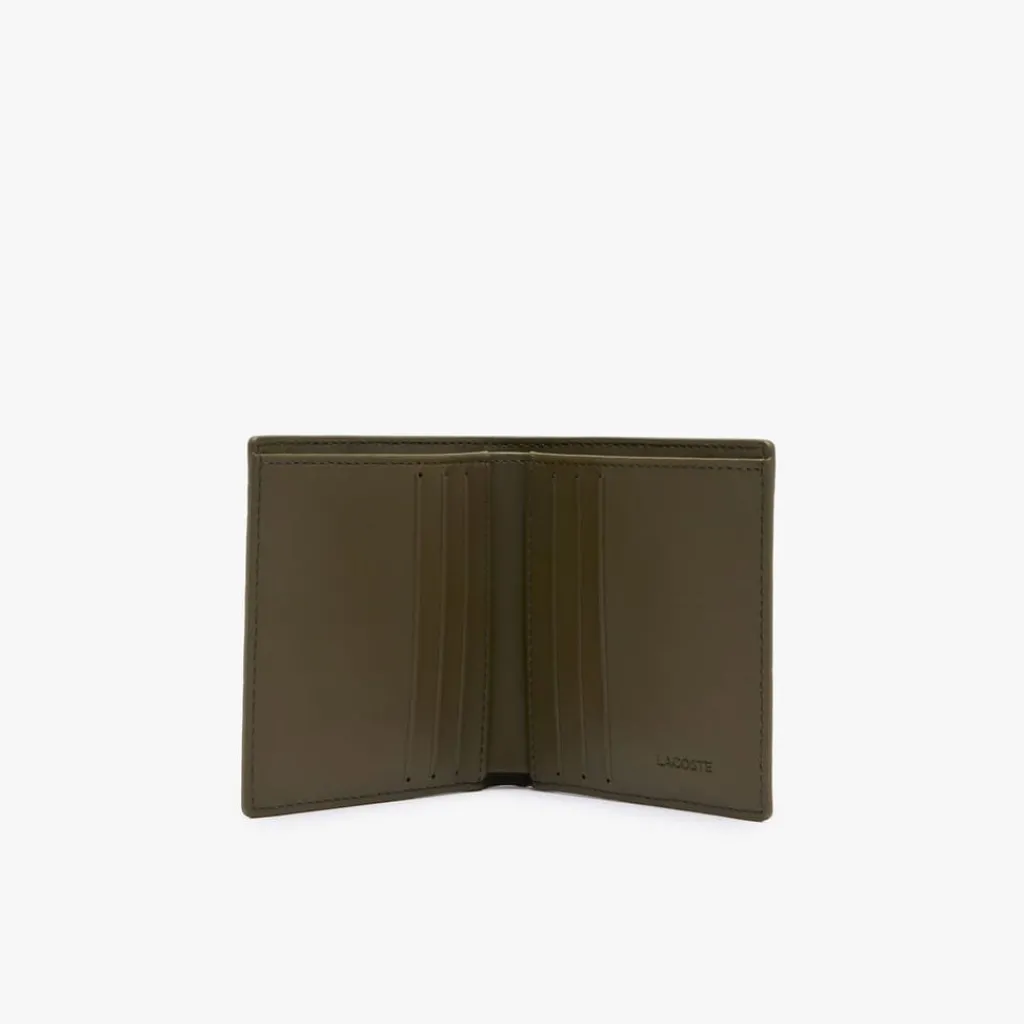 Wallets*Lacoste Nomogramme Compact Leather Billfold in Green