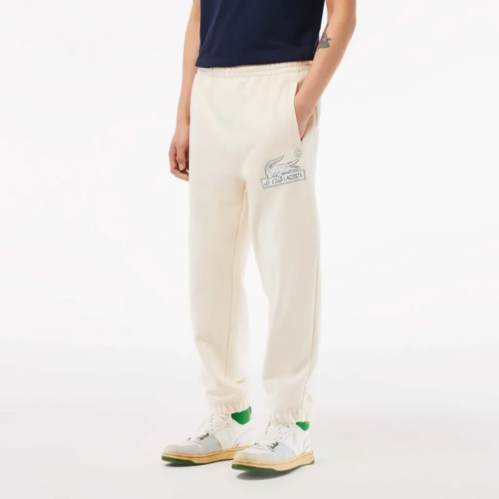 Trousers*Lacoste Organic Cotton Track Pants in Cream