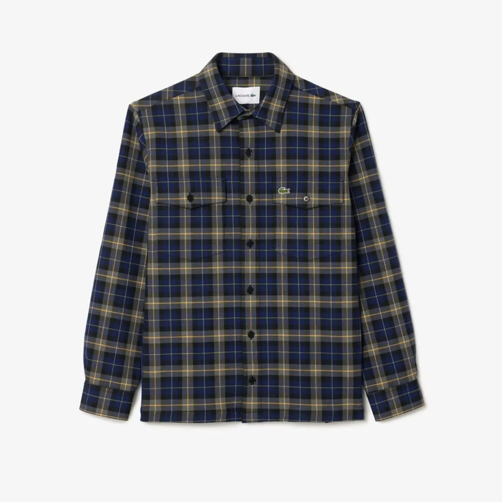 Coats And Jackets*Lacoste Oversize Checked Overshirt in Navy