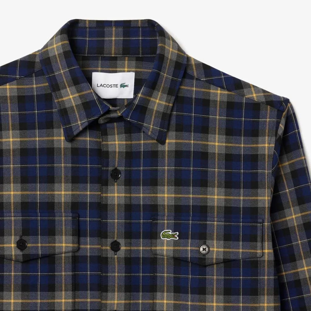 Coats And Jackets*Lacoste Oversize Checked Overshirt in Navy