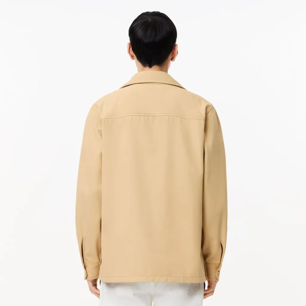 Coats And Jackets*Lacoste Oversized Cotton Twill Plaid Overshirt in Beige