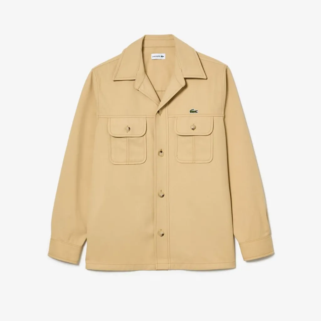 Coats And Jackets*Lacoste Oversized Cotton Twill Plaid Overshirt in Beige