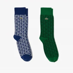 Underwear And Socks*Lacoste Pack Monogram Jacquard Socks in Blue