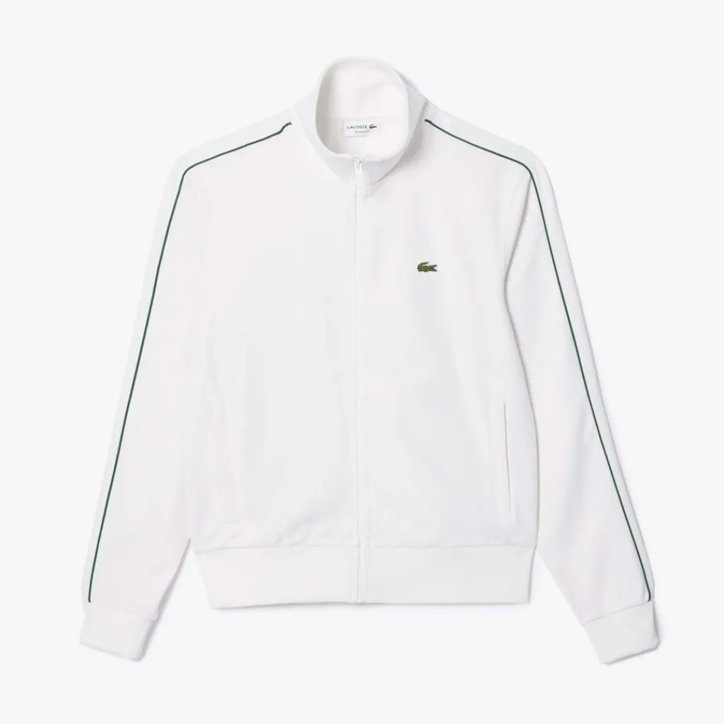 Tracksuits*Lacoste Paris Piqué Zip Front Track Jacket in Cream