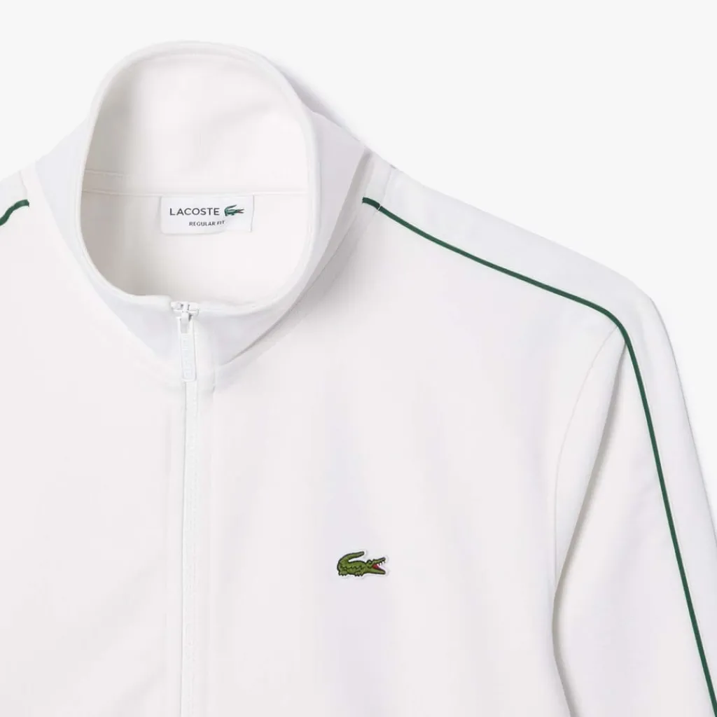 Tracksuits*Lacoste Paris Piqué Zip Front Track Jacket in Cream