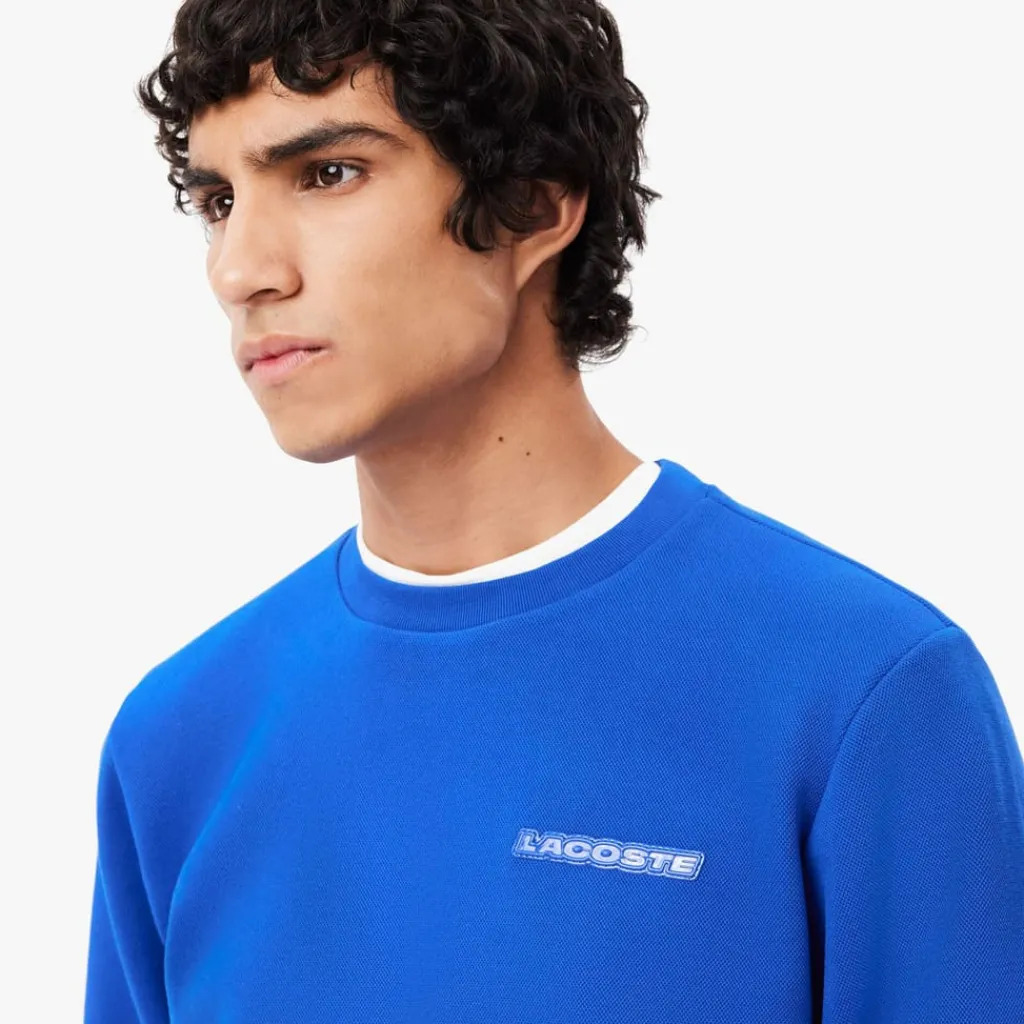 Sweatshirts*Lacoste Piqué Badge Accent Sweatshirt in Blue