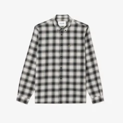 Shirts*Lacoste Regular Fit Flannel Shirt in Black-White
